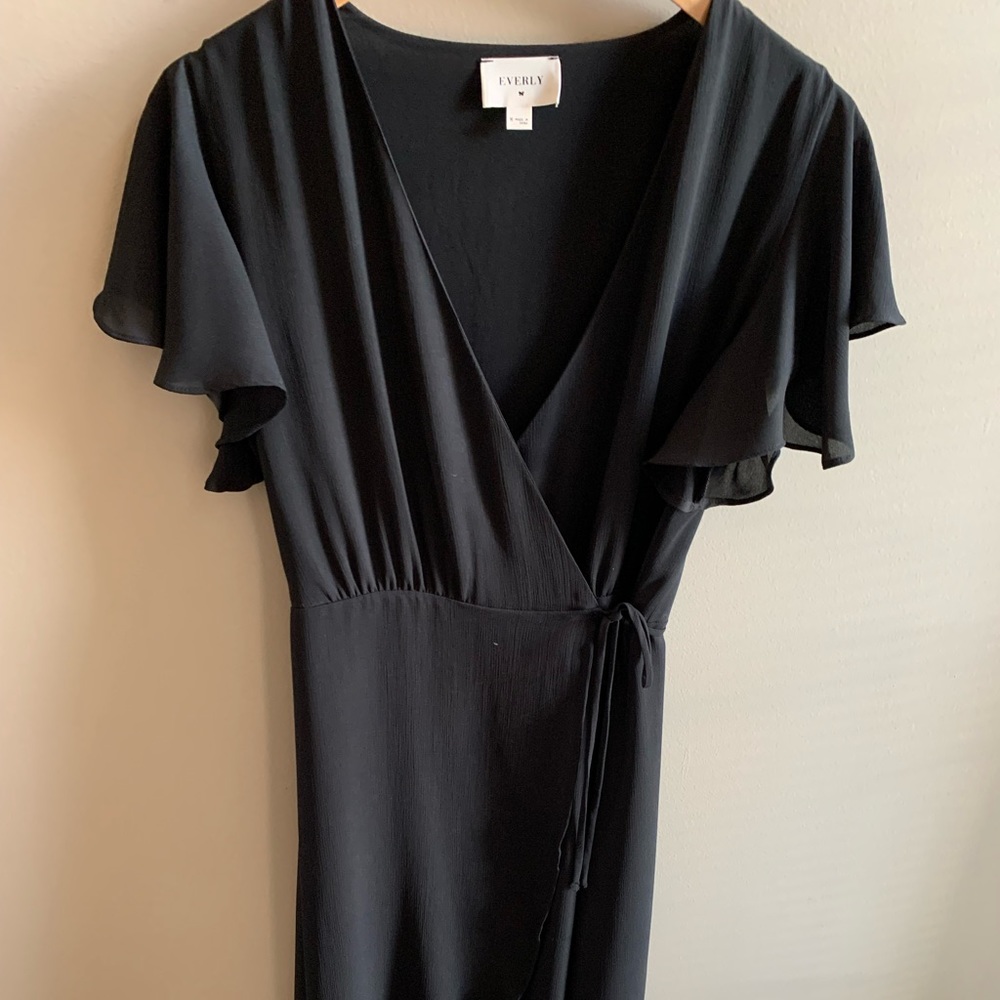 Everly chiffon dress with faux wrap size medium.